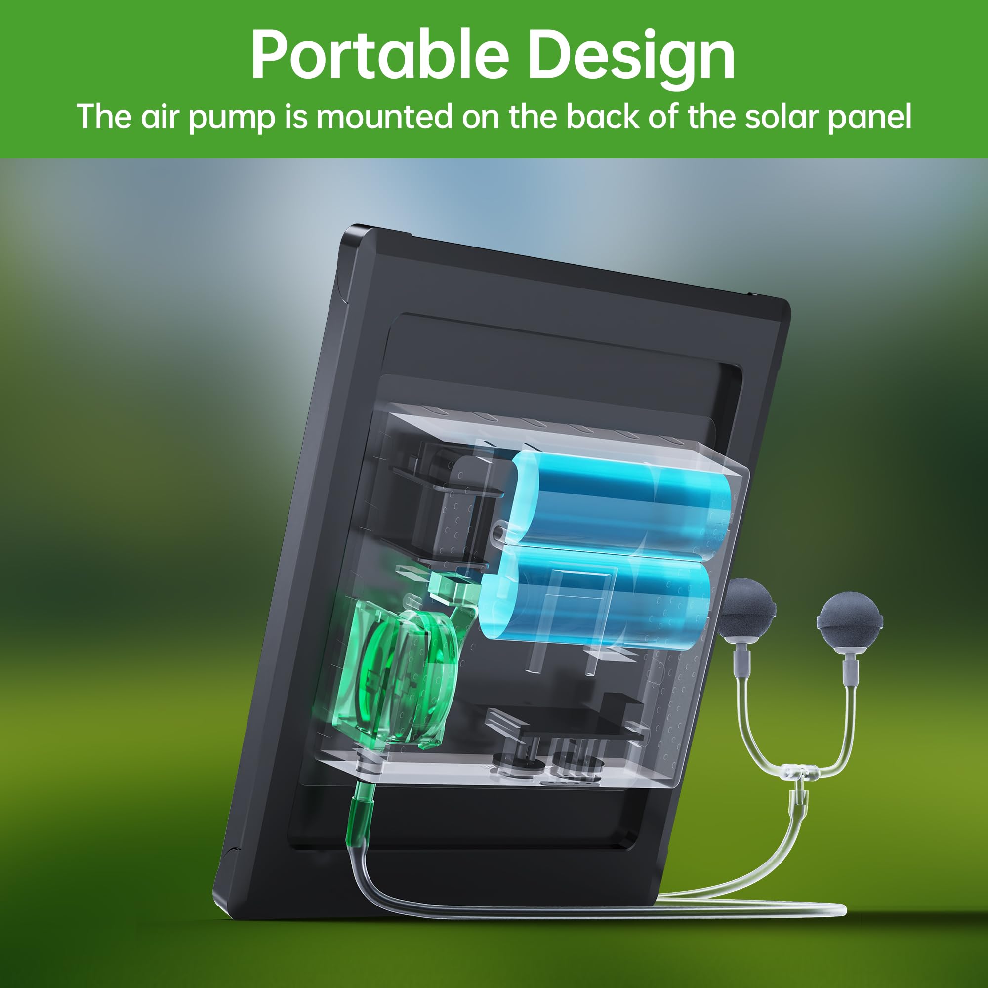 Biling Solar Pond Aerator system modes image illustrates 3 modes for customizable aeration.