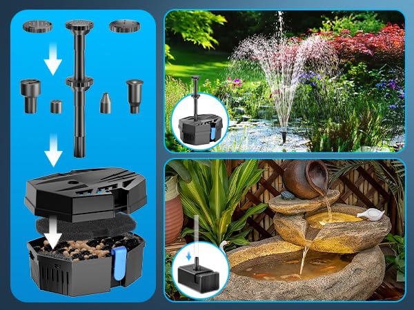 Biling Solar Pond Filter outdoor setup in a sunny garden pond