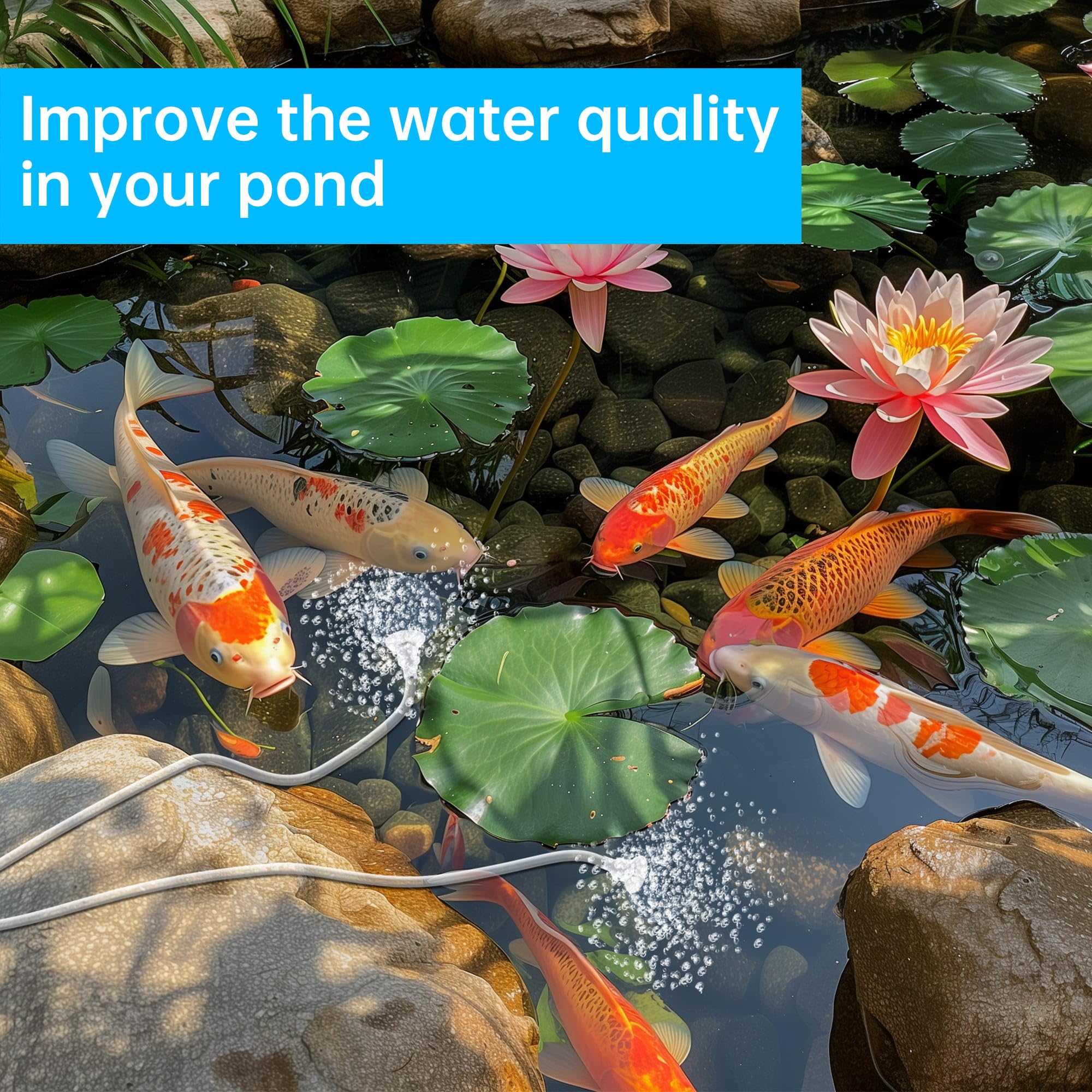 Biling 1-year warranty and customer support for pond aeration.