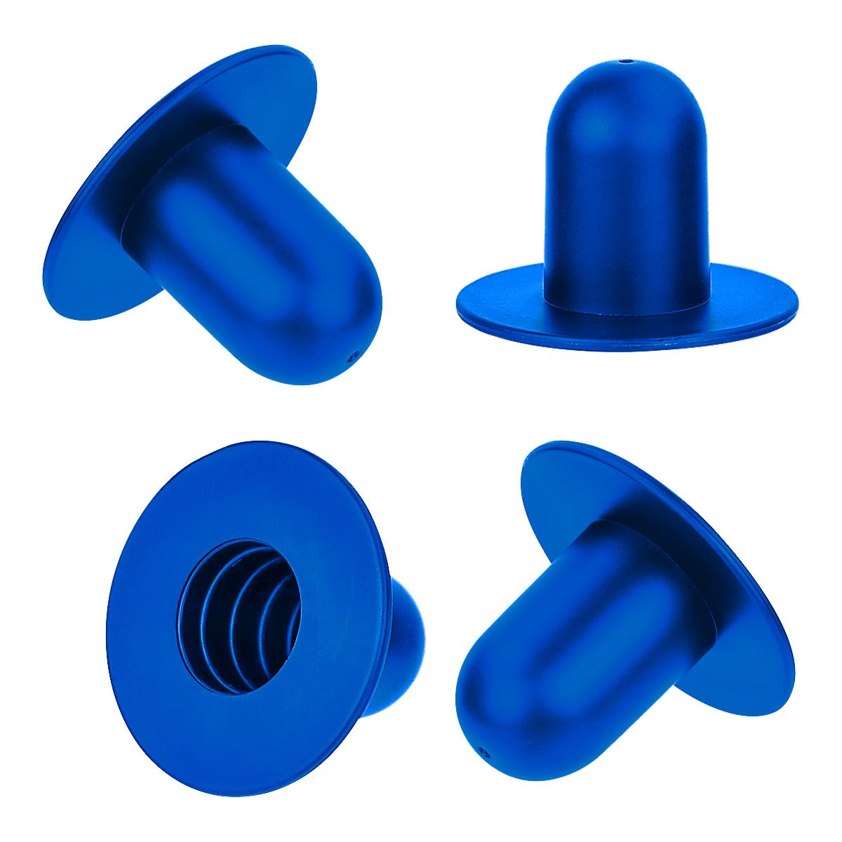 Bilkeru blue pool strainer plug quad-pack showing secure drainage seal during maintenance