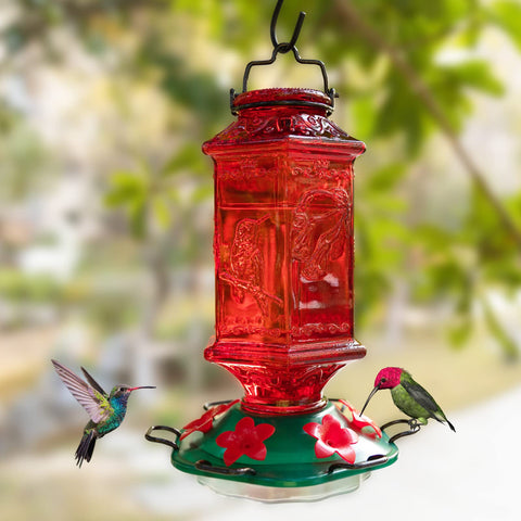 Billion Sky red glass bottle with protective coating resists fading.
