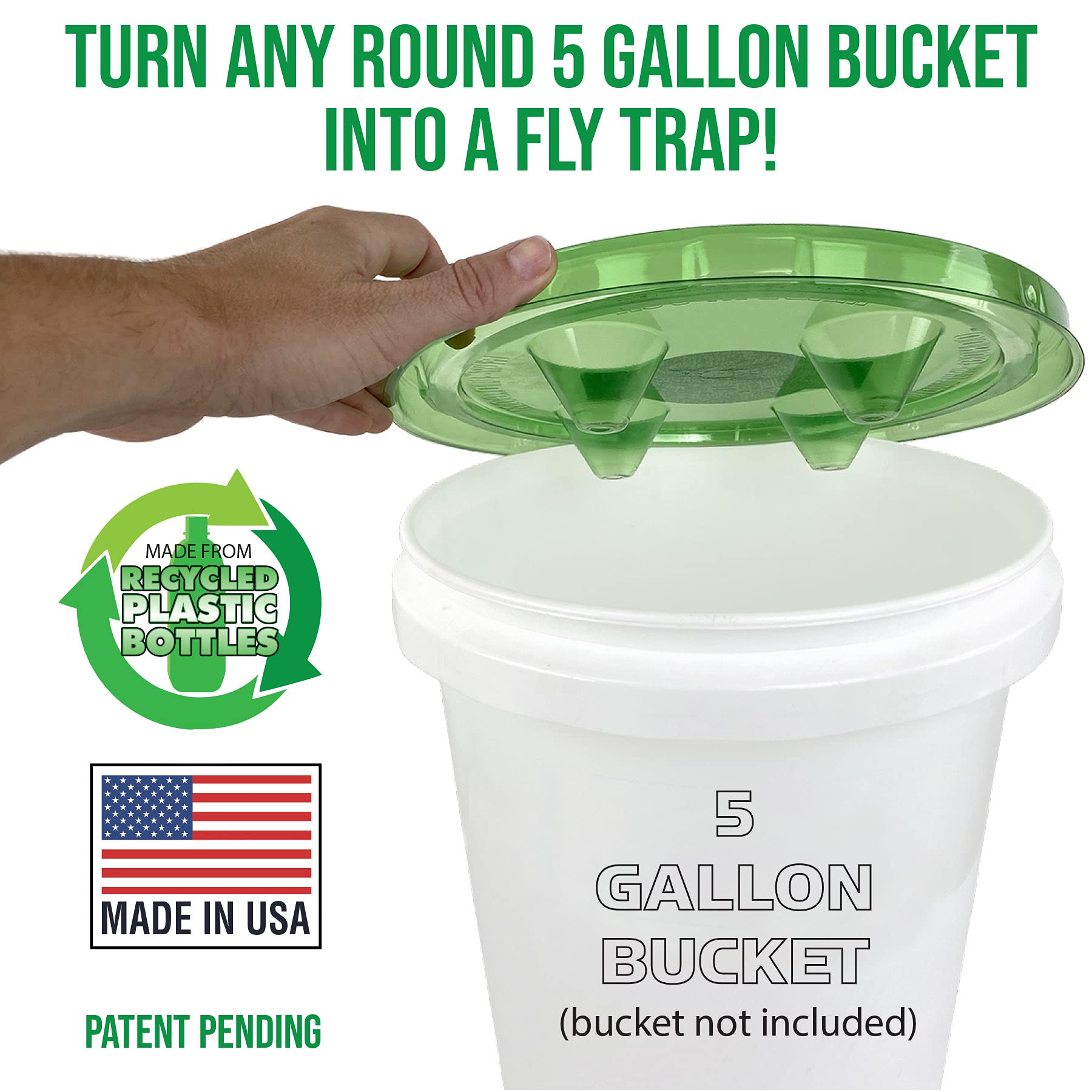 Dump the bucket after use for easy cleanup with Billy-Bob Fly-Lid.