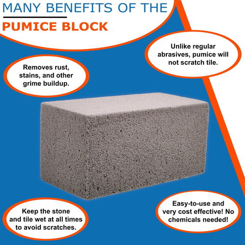 BILLY BUCKSKIN pumice block tackles rust on poolside metalwork.