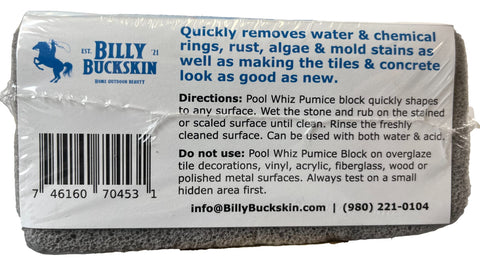 BILLY BUCKSKIN pumice block helps rust removal on metal surfaces.
