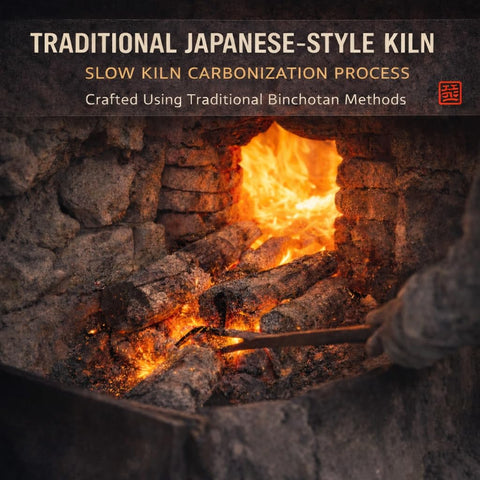Bincho-Yaki Hero closeup heat retention charcoal for steady searing and low smoke.
