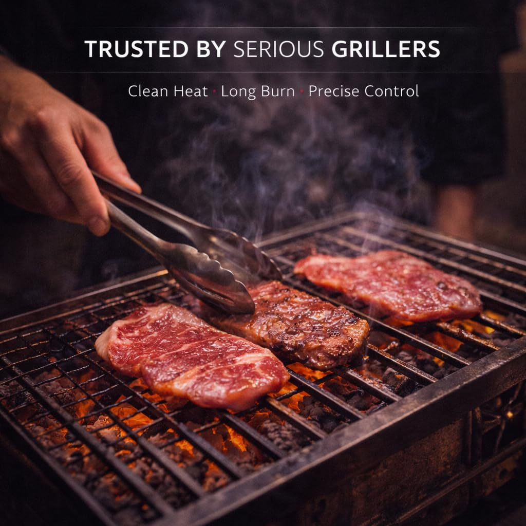 Bincho-Yaki Hero sustainably sourced natural hardwood avoids live-tree cutting for grilling.
