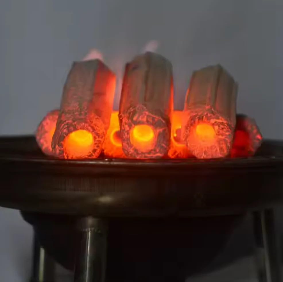Binchotan Ogatan briquette charcoal stacked briquettes provide long-lasting heat.