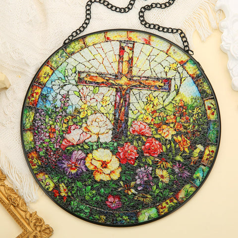 Bingcute cross suncatcher artwork enhances home decor with natural light