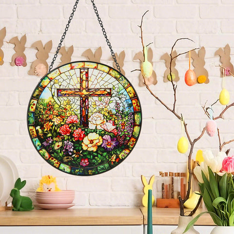 Bingcute stained glass cross adds chic kitchen or living room focal point