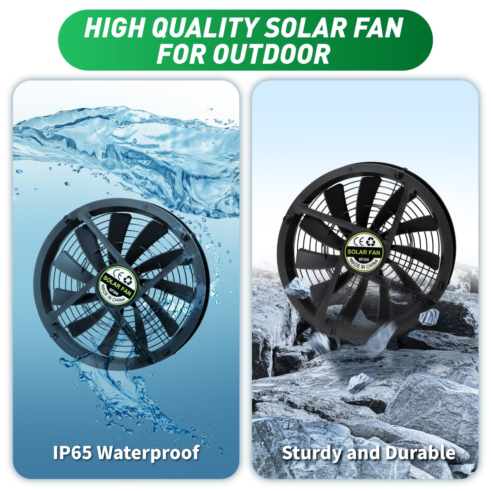 BINGLUX outdoor-use fan ensures safe, powered ventilation in sheds and chicken coops.