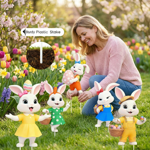 Binkahui Easter bunny yard sign closeup highlights charming bunny design and vibrant colors