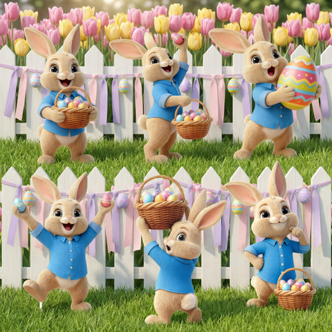 Binkahui Easter Bunny yard sign with stake for durable outdoor garden decor.