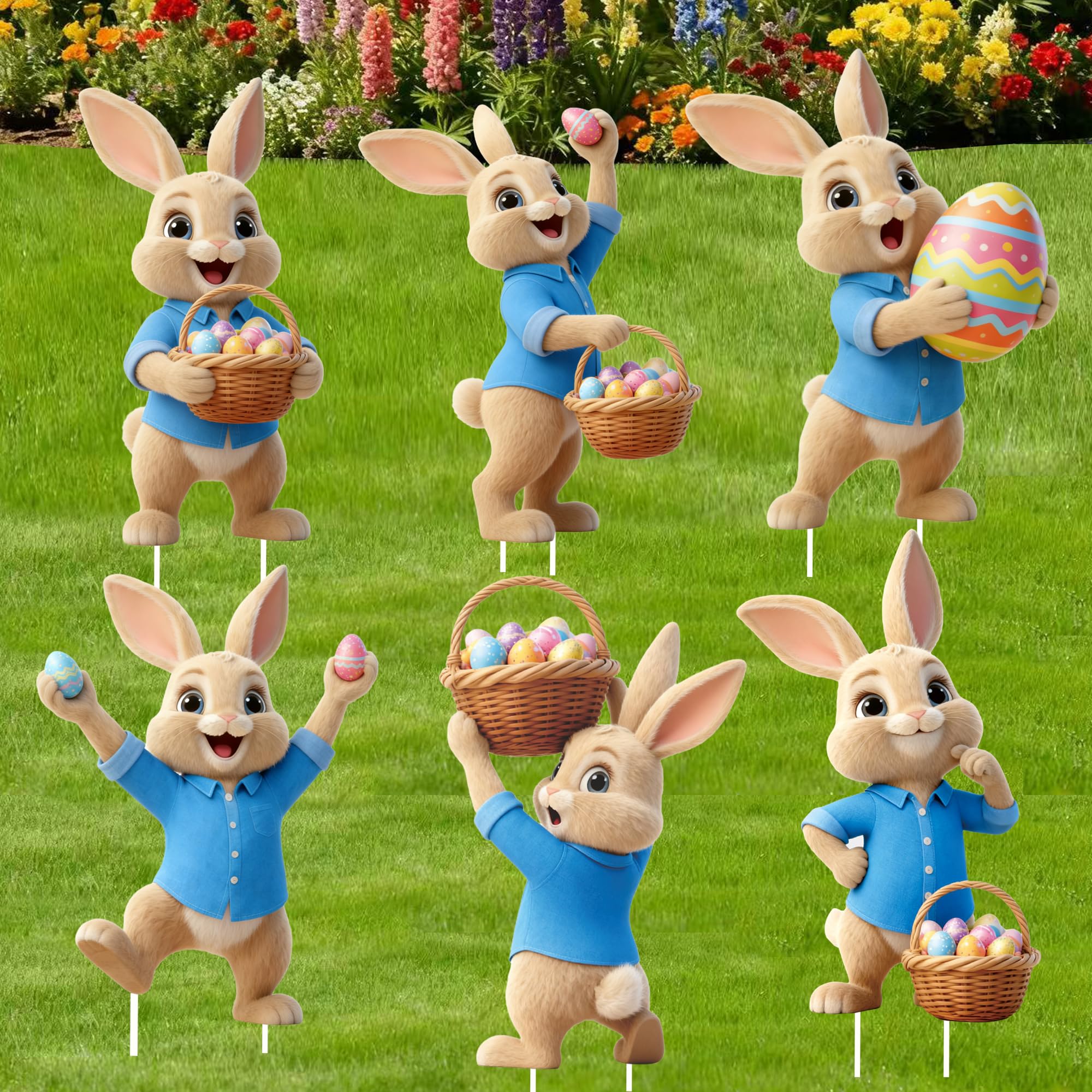 Binkahui six-design bunny set creates a cohesive, eye-catching Easter display.