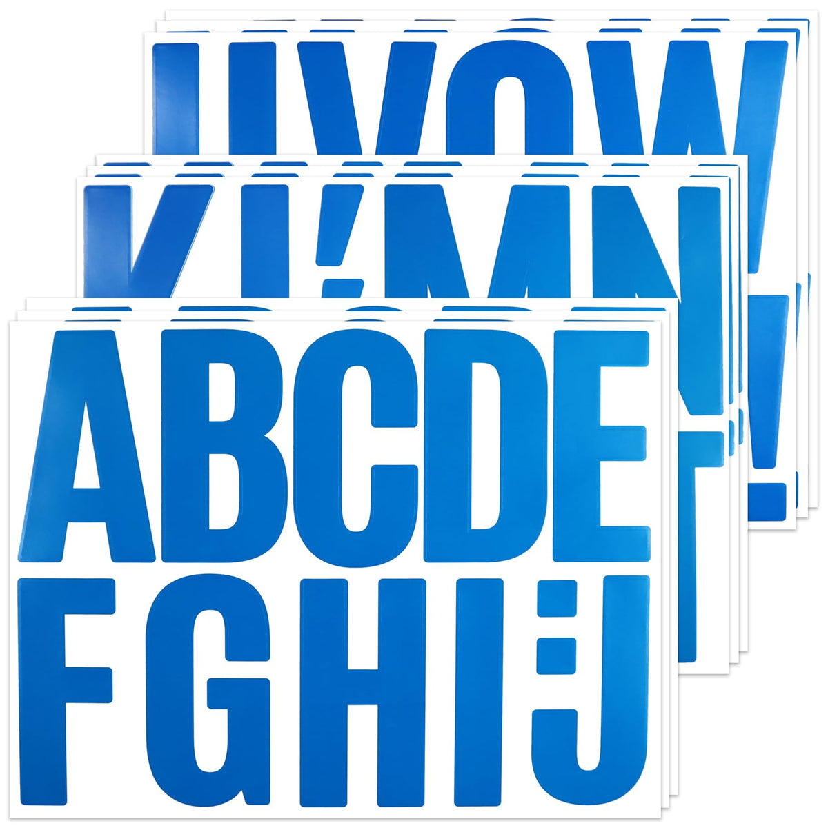 BINLINHONGO 102 large alphabet stickers on blue 4-inch sheet for durable labeling.