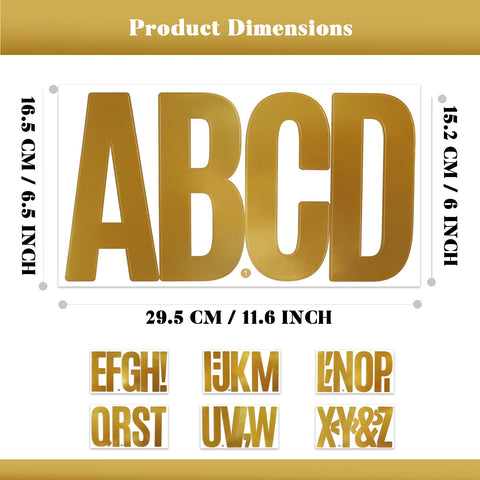 BINLINHONGO 78 gold alphabet stickers sheet close-up showing thick, durable vinyl.