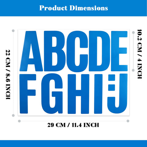 BINLINHONGO alphabet stickers closeup blue letters for quick, removable mailbox labeling.