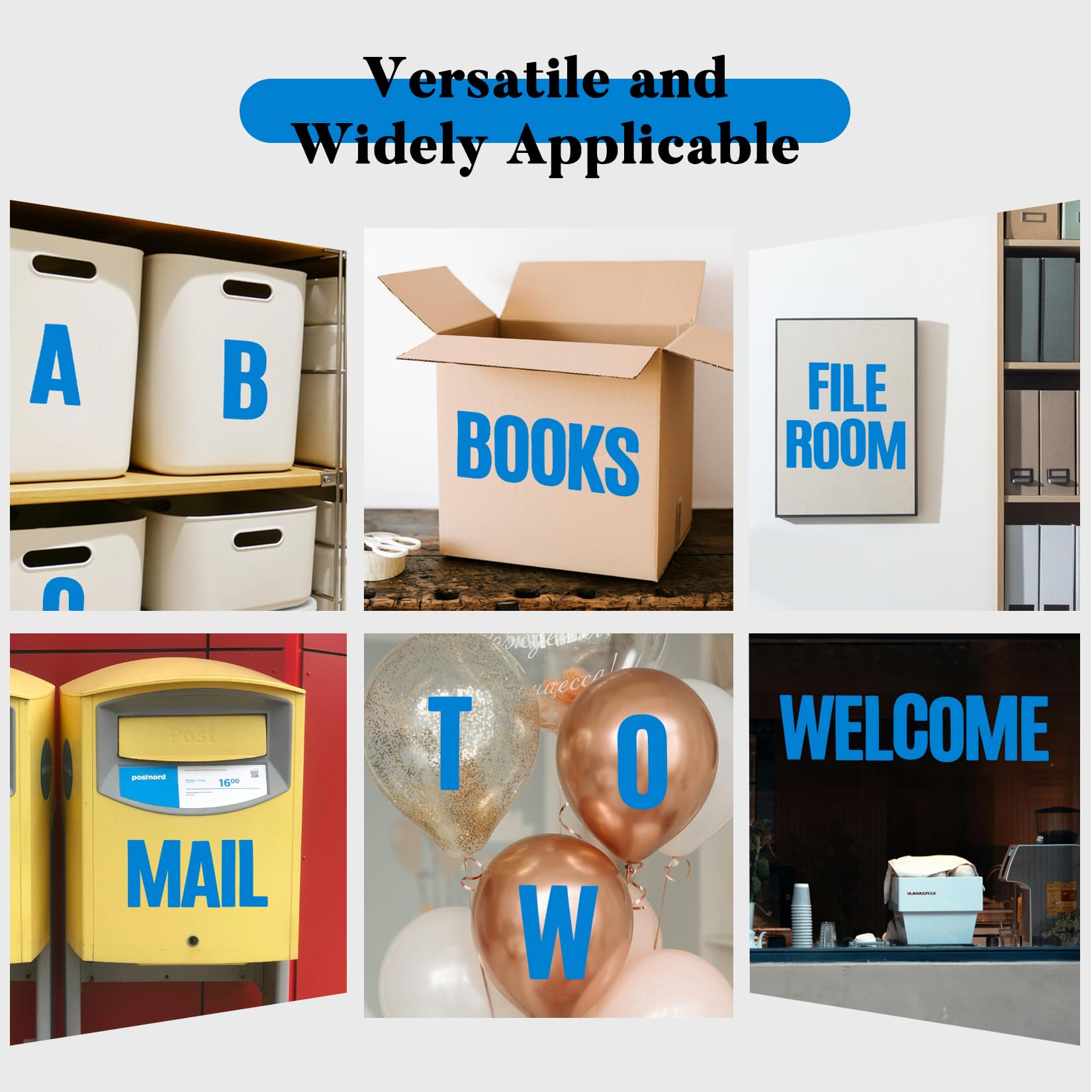 BINLINHONGO bulletin board stickers blue letters for notices and posters.