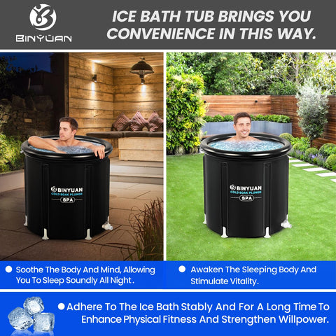BINYUAN XL open-lid setup demonstrates quick, portable cold plunge for workouts.