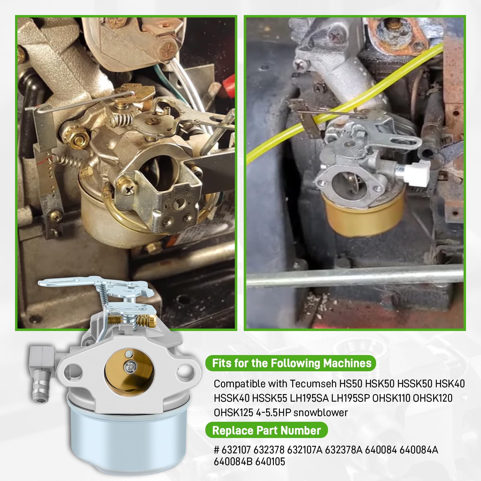 BioLion carburetor for Tecumseh HSSK50 side view ensures precise fuel regulation