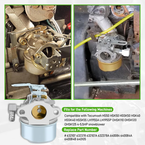 BioLion carburetor for Tecumseh HSSK50 side view ensures precise fuel regulation