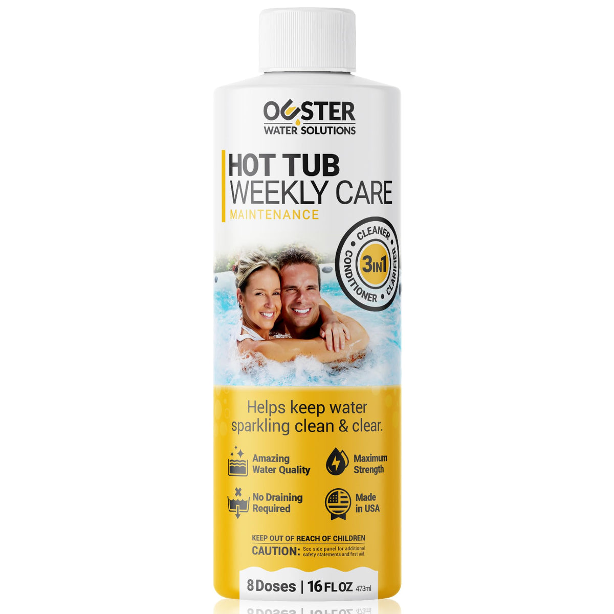 Bio Ouster 3in1 Weekly Care bottle front for all spas and easy maintenance.
