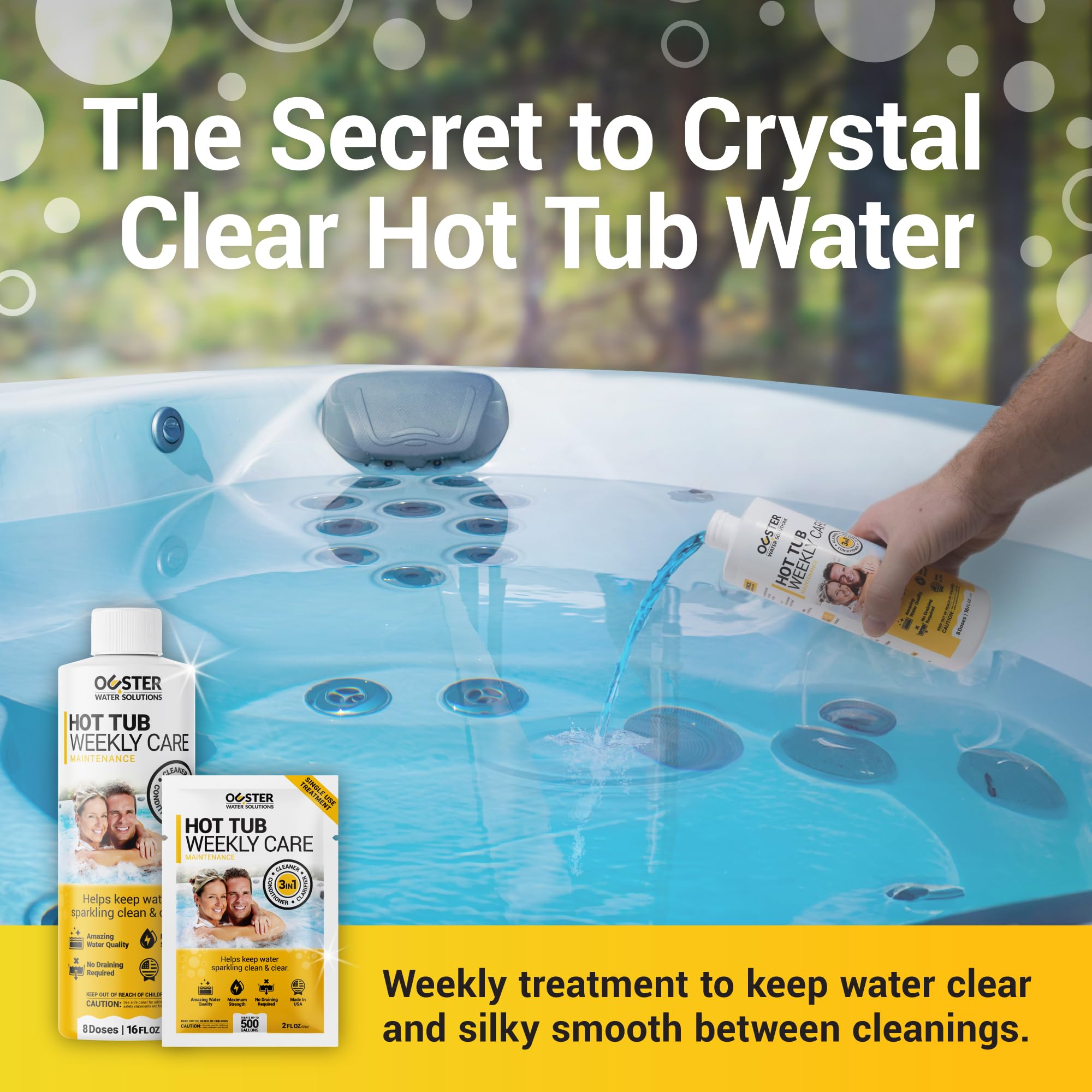 Bio Ouster 3in1 Weekly Care dosing helps maintain spa balance weekly.
