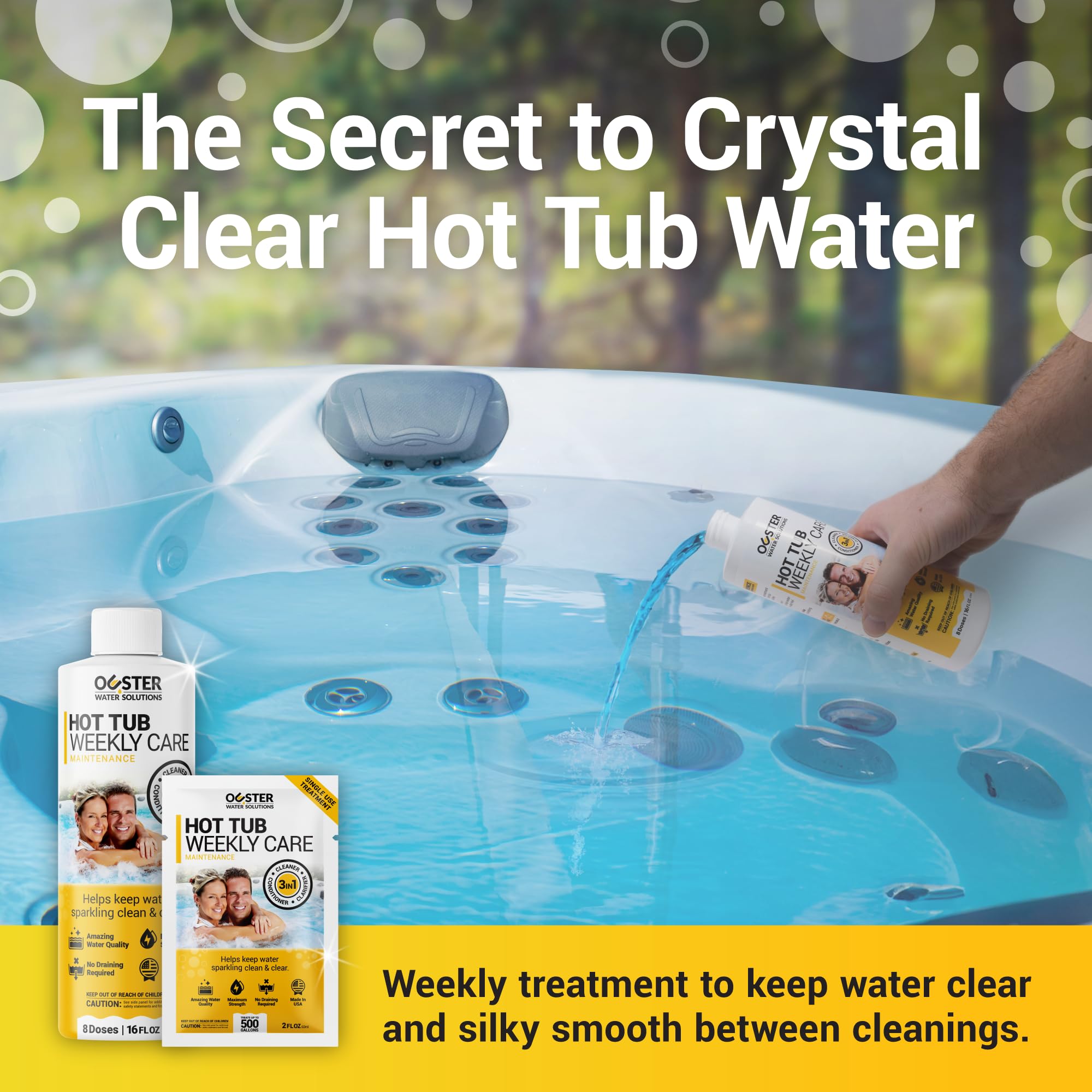 Bio Ouster 3in1 Weekly Care jet-lines highlight treated plumbing.