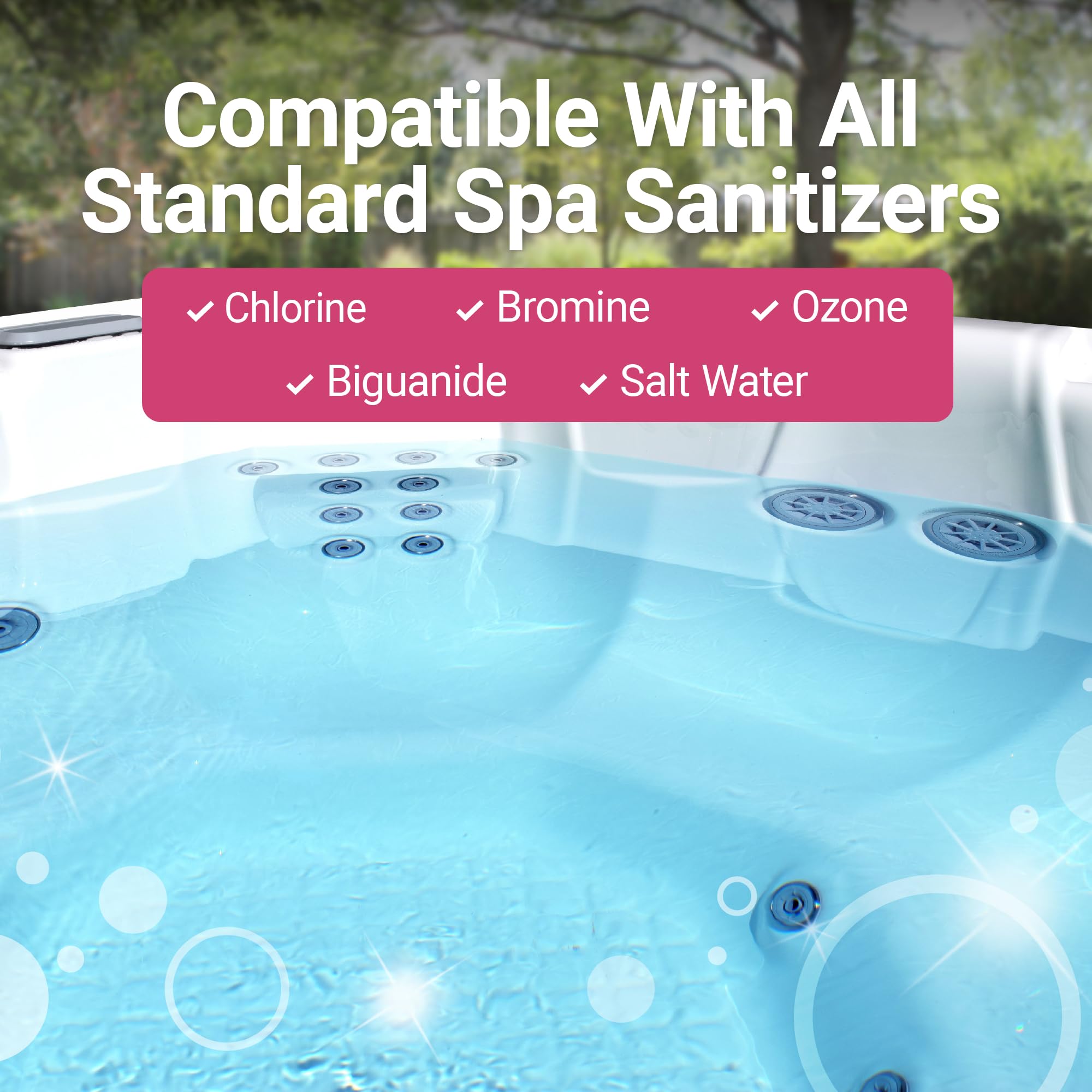 Bio Ouster kit in-use scene highlighting simple spa water balancing