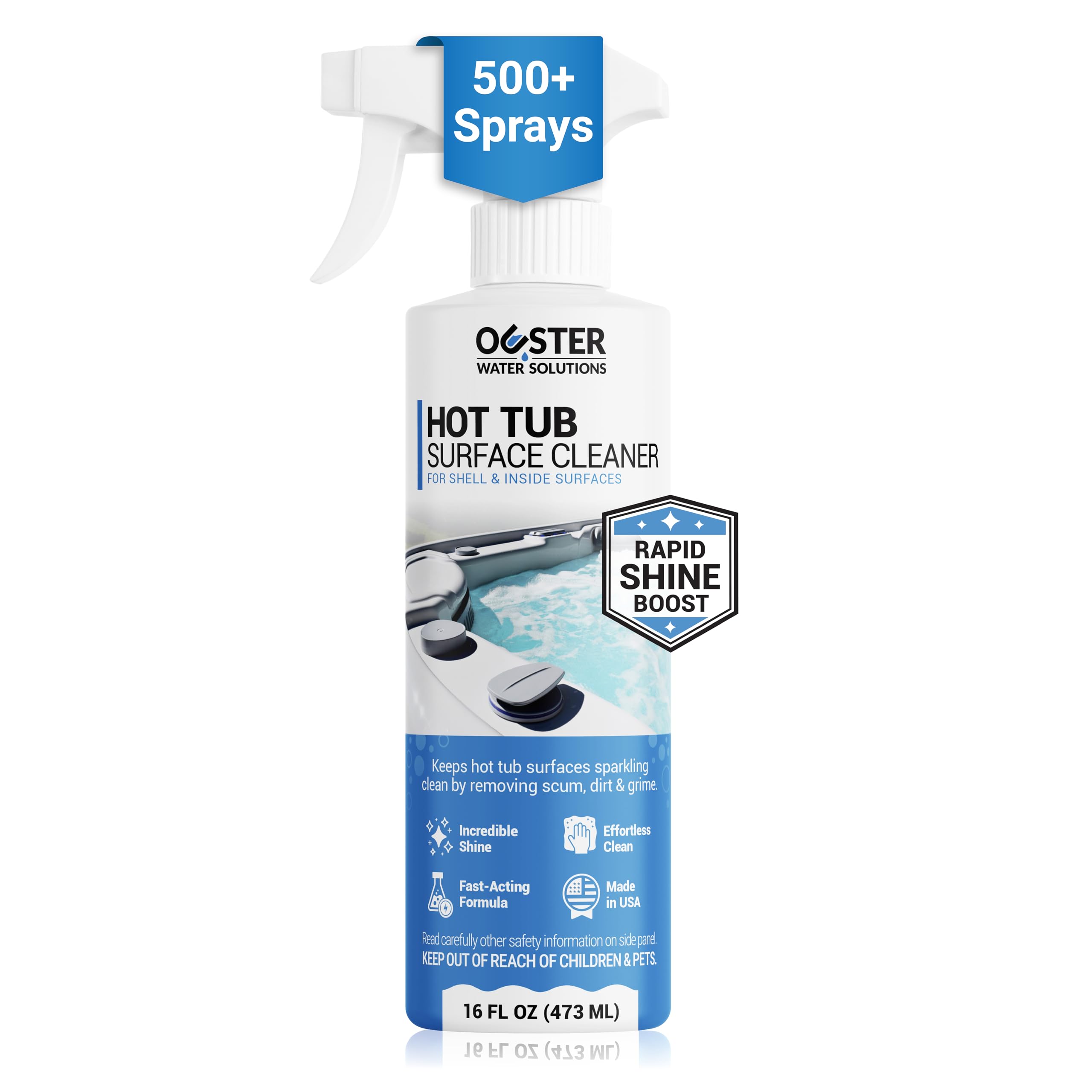 Bio Ouster hot tub surface cleaner bottle pour for quick, even cleaning.
