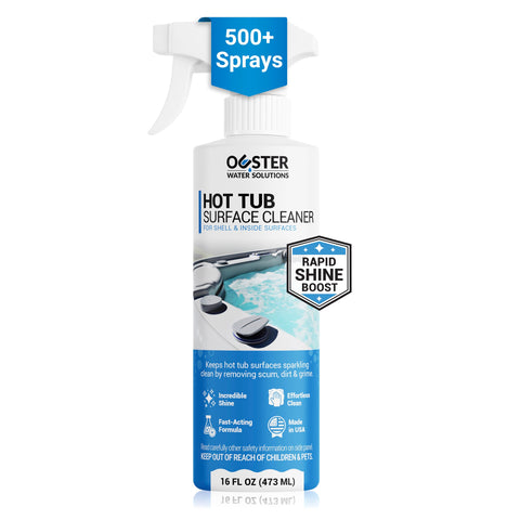 Bio Ouster hot tub surface cleaner bottle pour for quick, even cleaning.