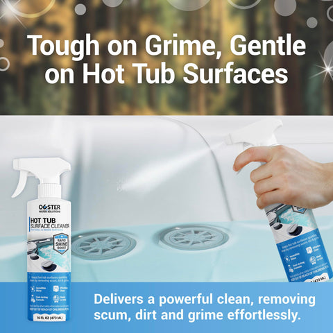 Bio Ouster hot tub surface cleaner on shell removes dirt smoothly.