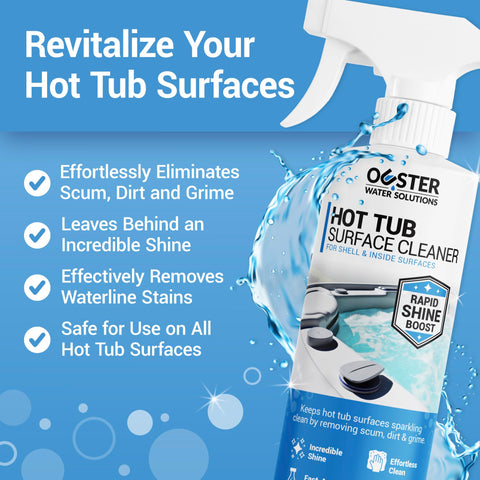 Bio Ouster hot tub surface cleaner spray action makes grime melt away.