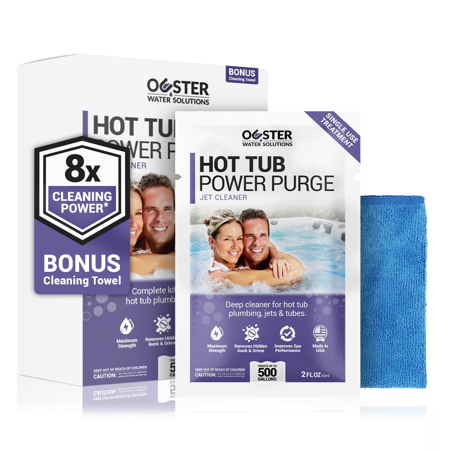 Bio Ouster Power Purge jet cleaner bottle for deep cleaning spa jets.