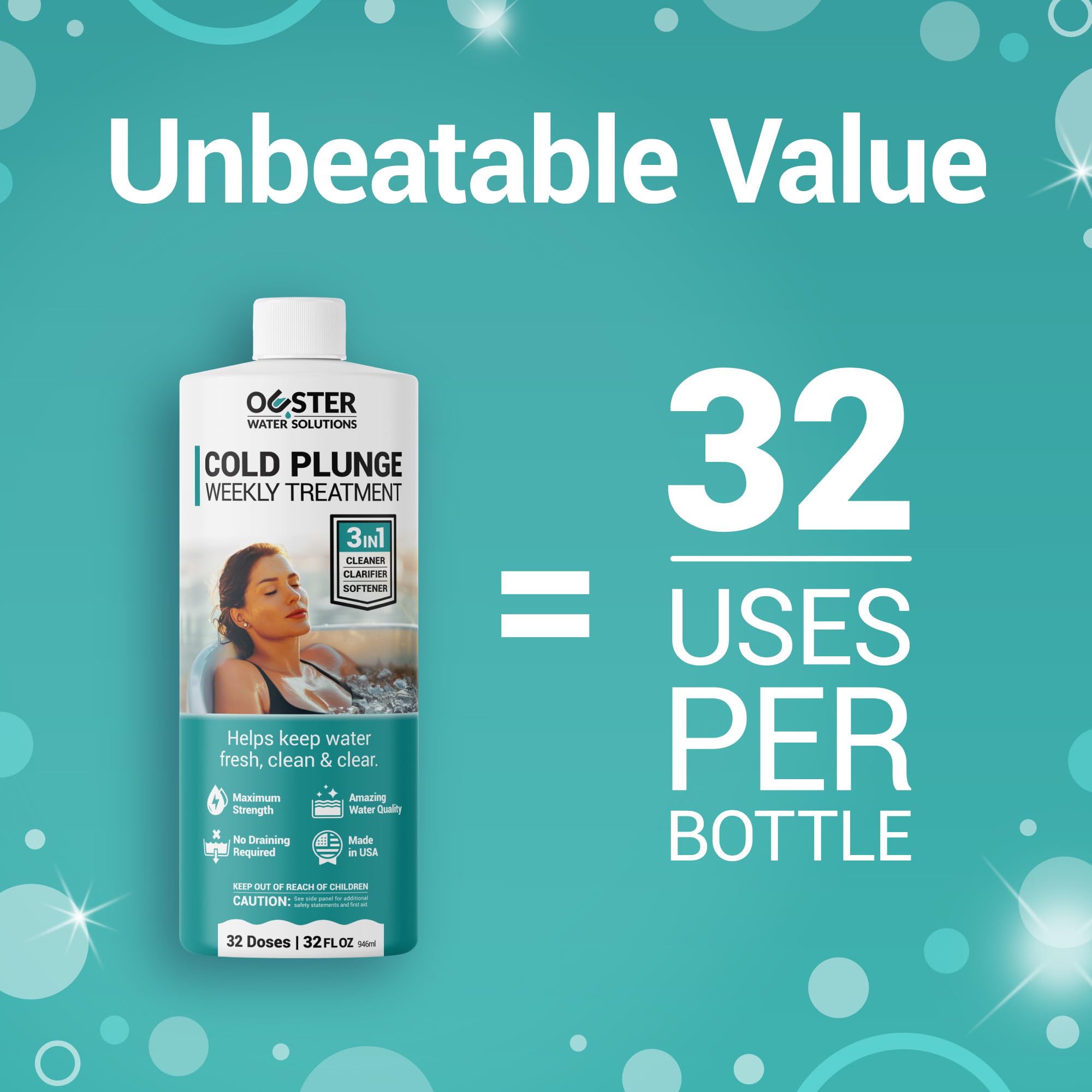 Bio Ouster water-stabilizer pour cap reduces foam and build-up over time.