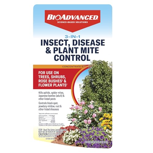 BioAdvanced 32oz concentrate label highlighting garden pest protection and disease control.
