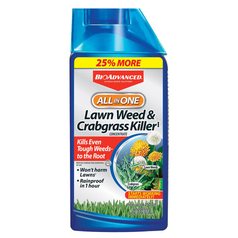 BioAdvanced All-In-One lawn weed killer bottle for easy application