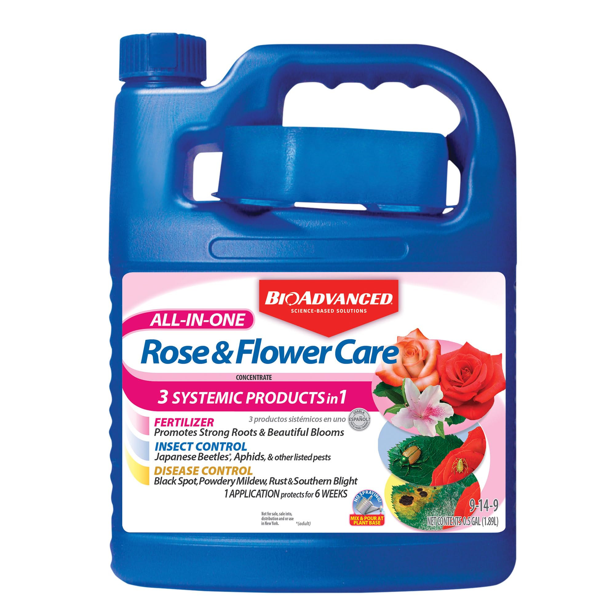 BioAdvanced All-In-One Rose and Flower Care bottle ready for mixing and use