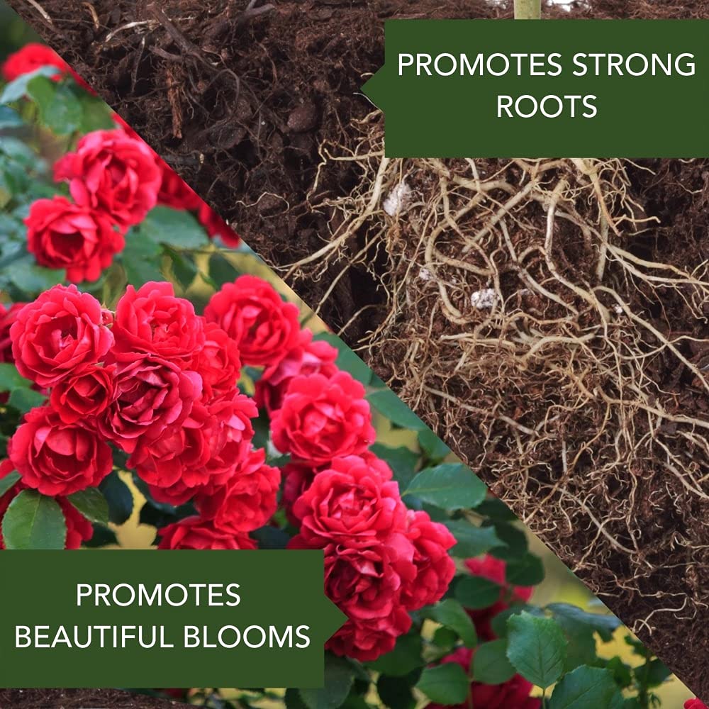 Close-up of BioAdvanced granules ready to feed blooming plants