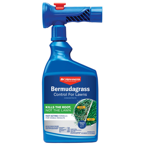 BioAdvanced Bermudagrass Control bottle ready for outdoor lawn treatment