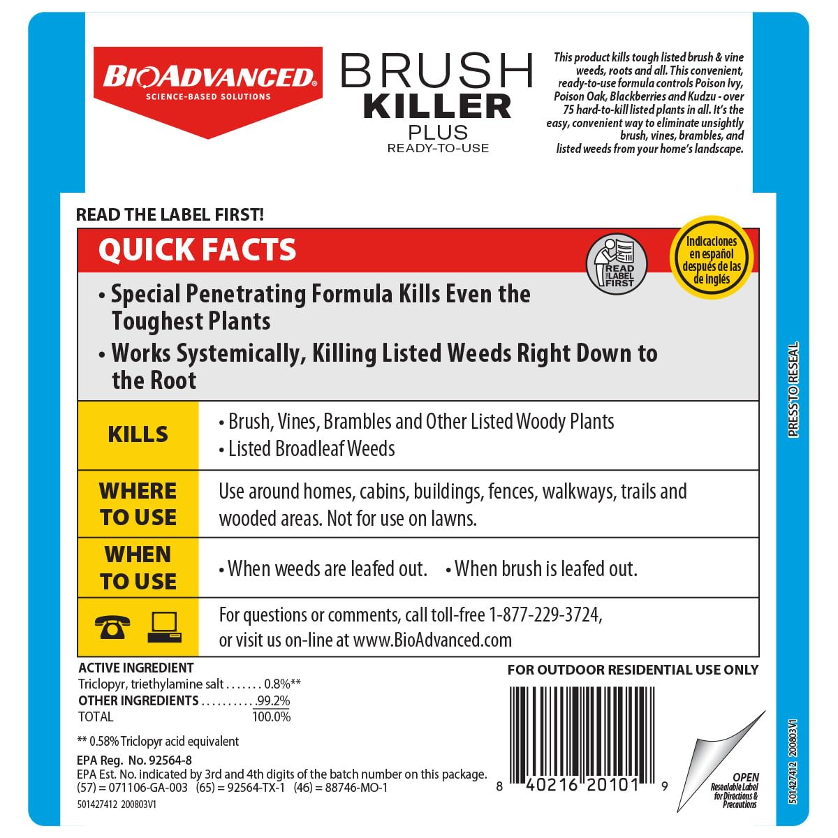 BioAdvanced Brush Killer Plus results visible 1–6 weeks after treatment