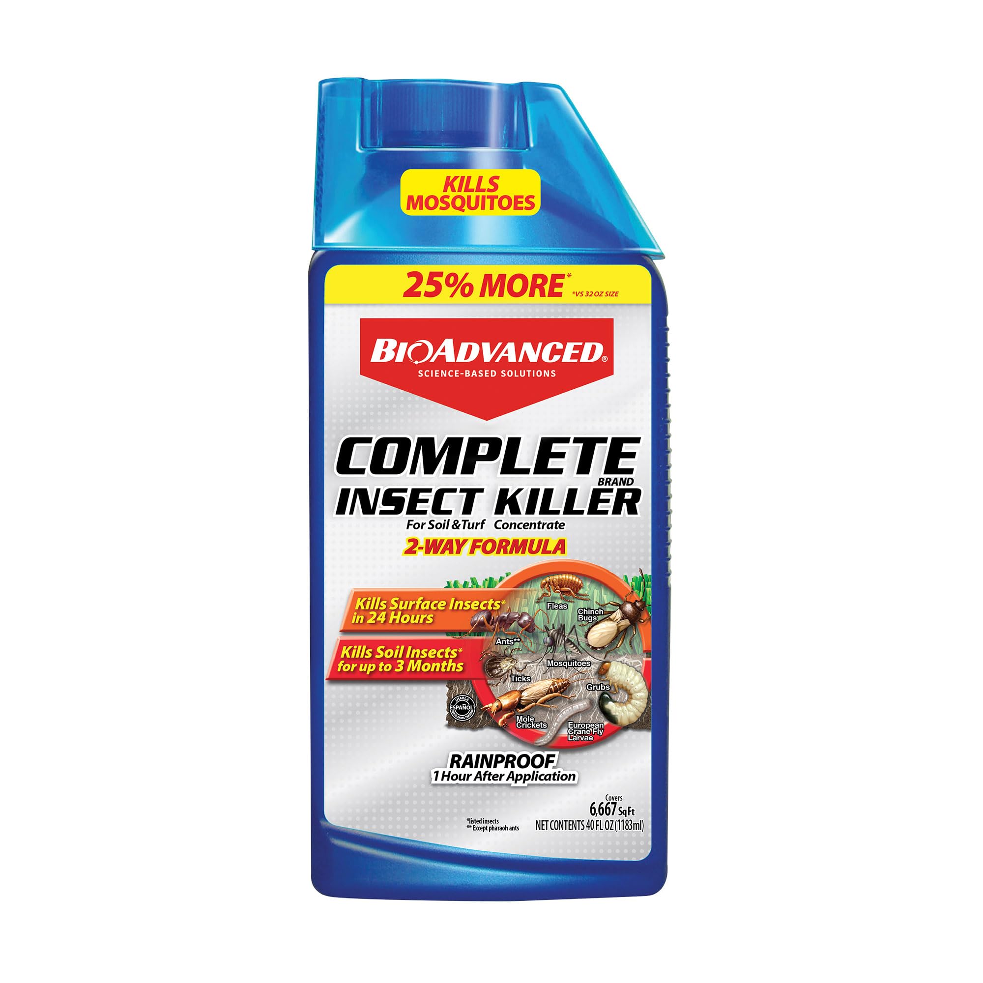 BioAdvanced Complete Insect Killer 40 oz bottle ready for outdoor pest control.