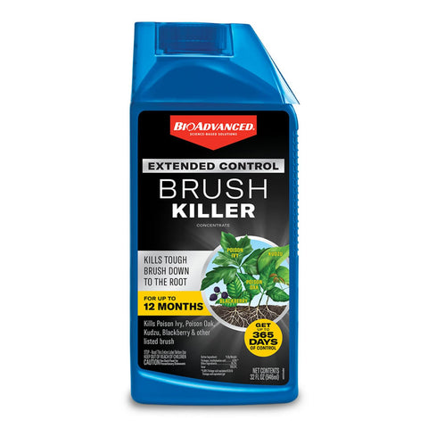 BioAdvanced Extended Control Brush Killer bottle showing long-lasting protection up to 12 months