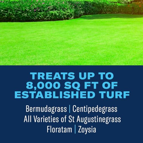 BioAdvanced granules spread evenly with a spreader for easy lawn treatment.