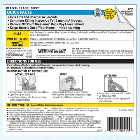 BioAdvanced Home Pest Plus Germ Killer easy-application bottle fits home use