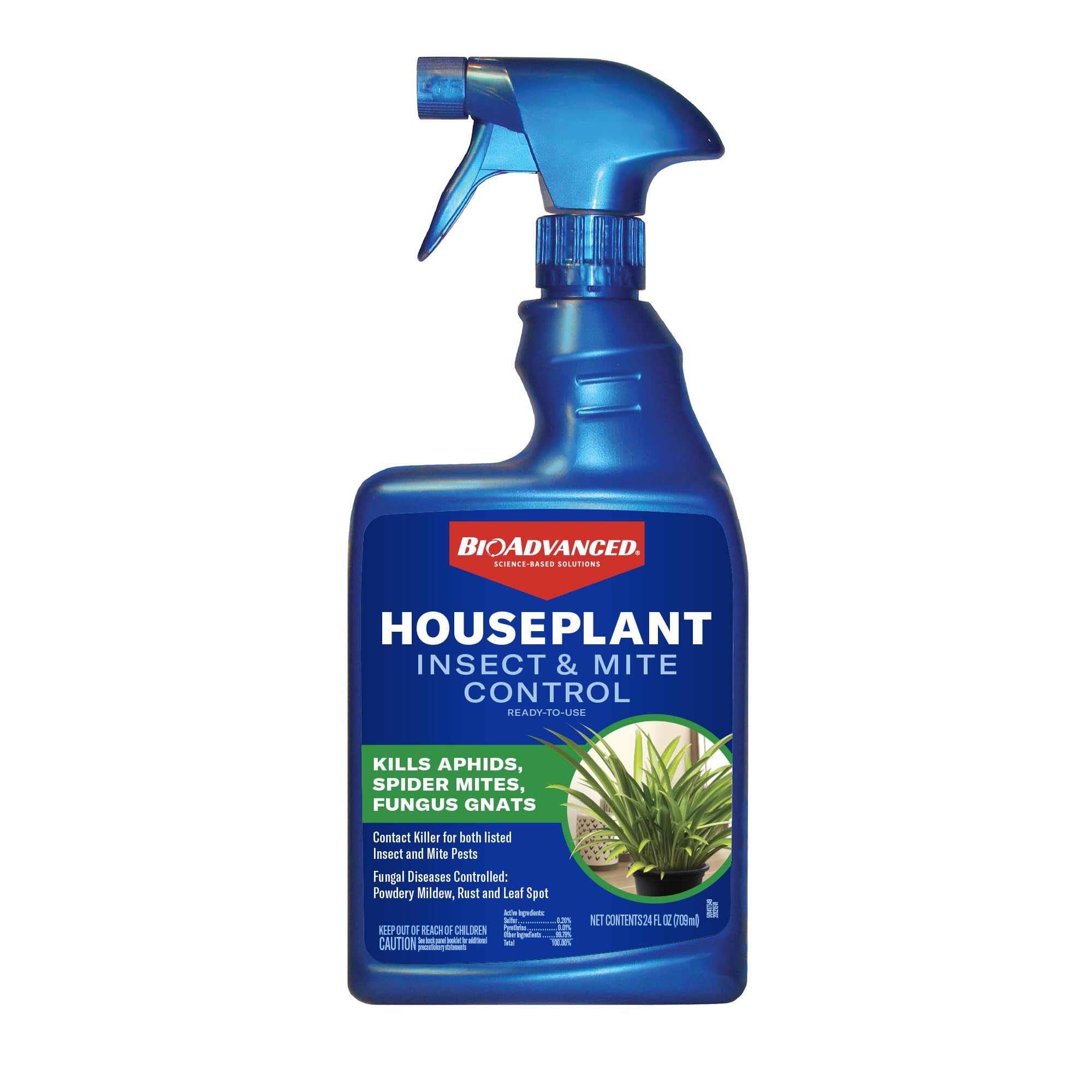 BioAdvanced Houseplant Insect Control bottle protecting indoor plants from pests.