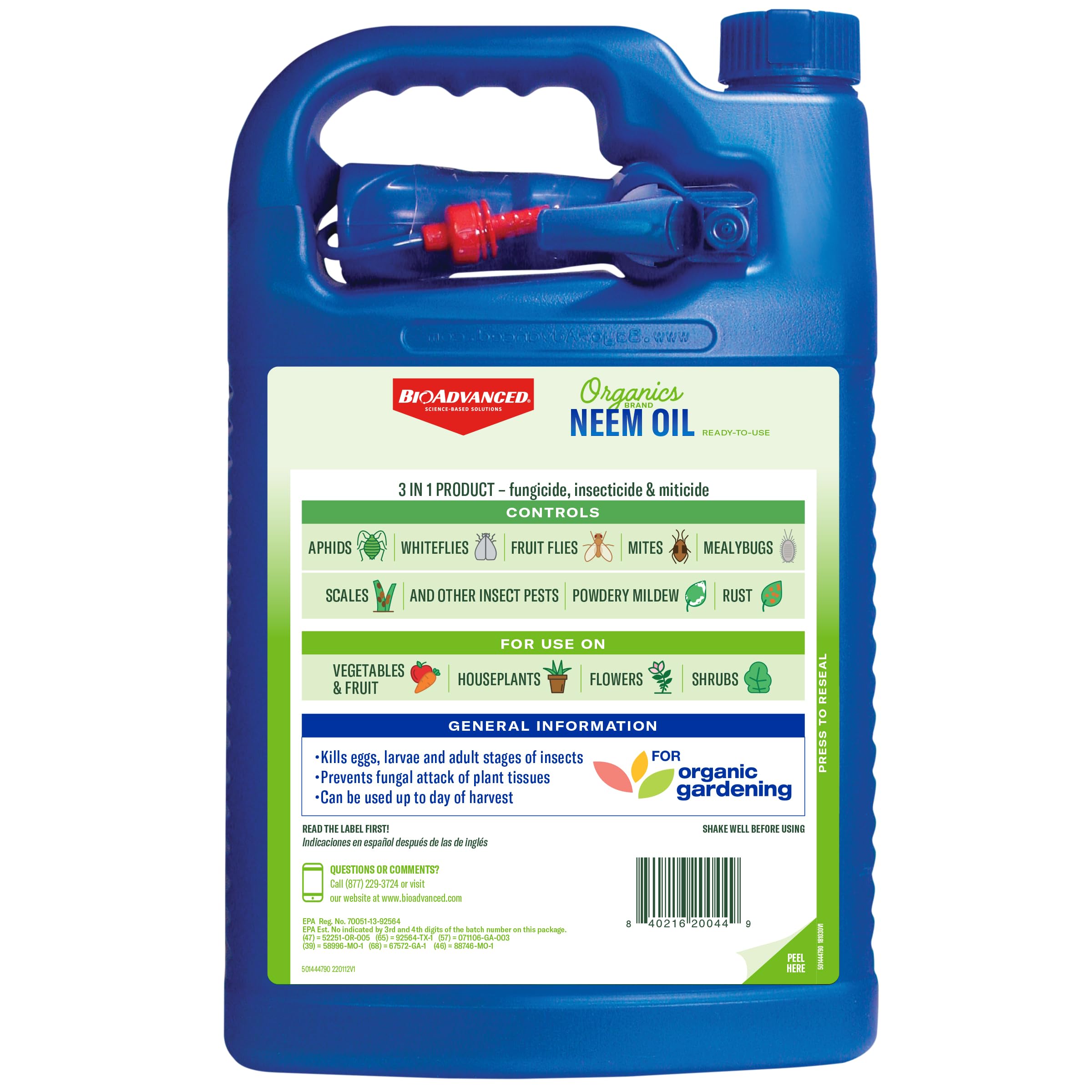 BioAdvanced Neem Oil targets eggs and larvae to reduce pests