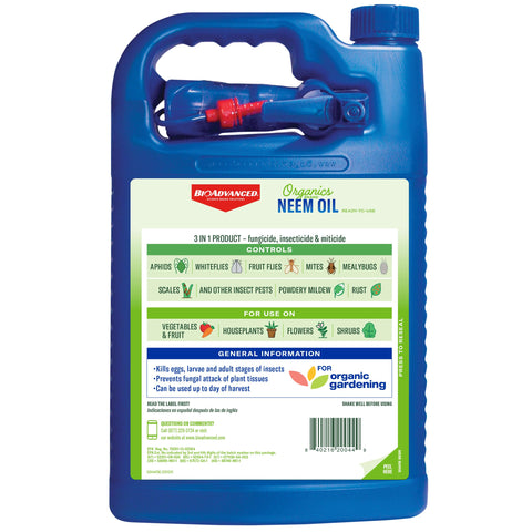 BioAdvanced Neem Oil targets eggs and larvae to reduce pests