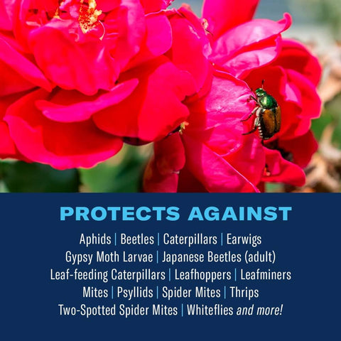 BioAdvanced rainproof spray protection lasting up to 14 days on plants.