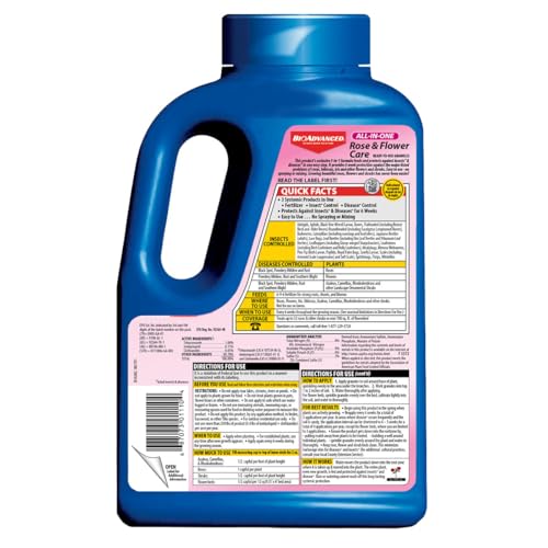 BioAdvanced rose-and-flower care bottle and granules ready for simple application.