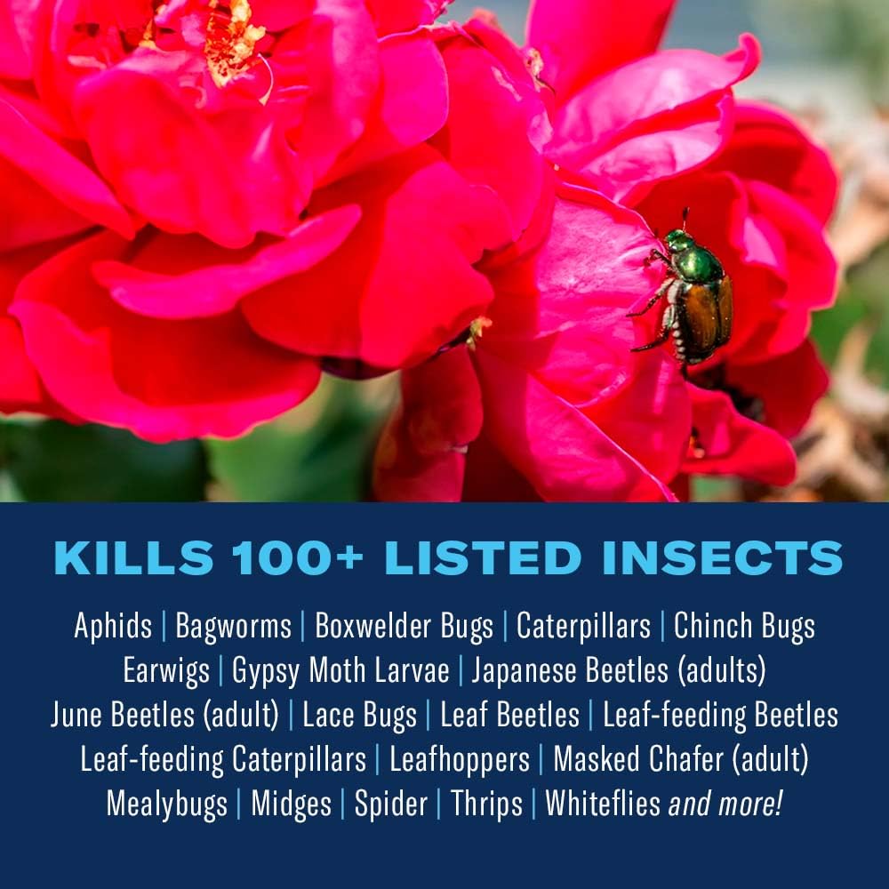 BioAdvanced spray-on-leaves demonstrates even coating on roses and flowers for pest control